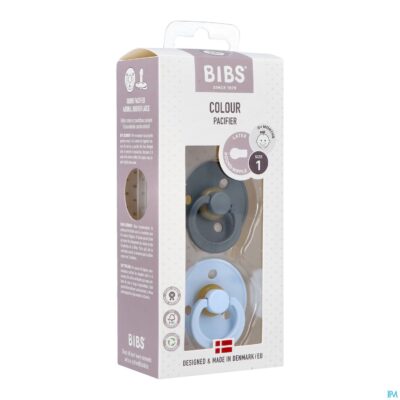 Bibs 1 fopspeen duo iron baby blue