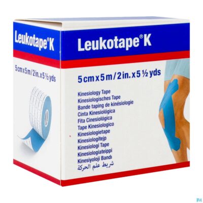 Leukotape k kleefwindel elast blauw 5,0cmx5m 1