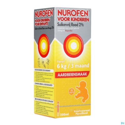 Nurofen kind suikervrij aardbei 2 % 200ml