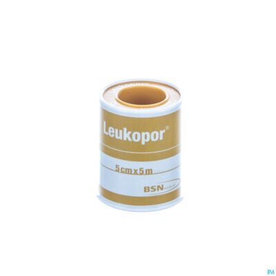 Leukopor deksel kleefpleist. 5,00cmx5,0m 1 0247400