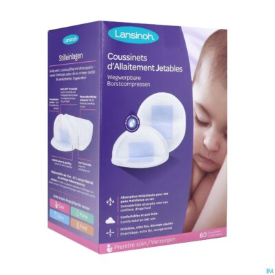 Lansinoh wegwerpb.borstkompressen blue lock core60