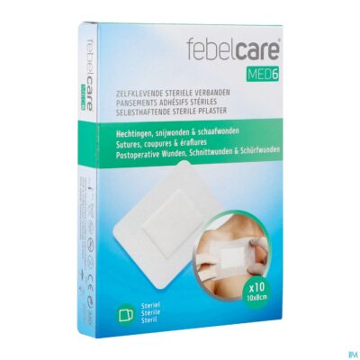Febelcare med6 zelfkl.steriele verband.10x8cm 10st