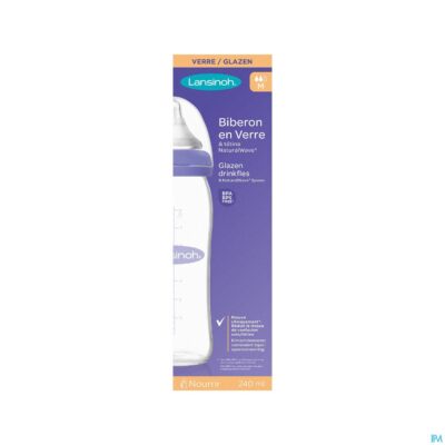 Lansinoh zuigfles glas + speen 240ml 4